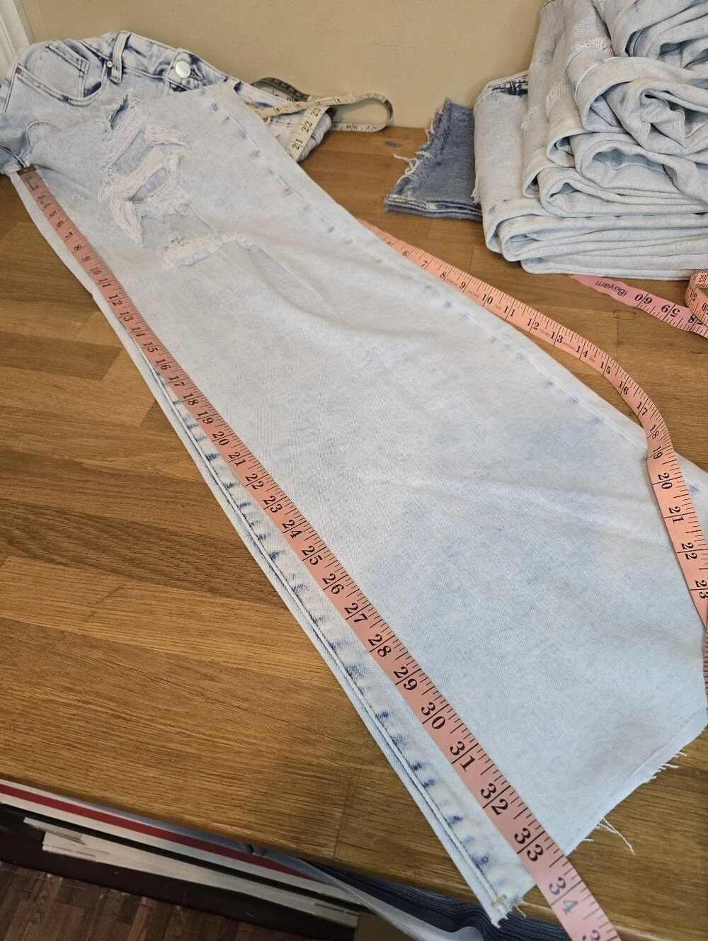 High-Rise Light Wash Distressed Wide-Leg Jeans - Picture 12 of 14